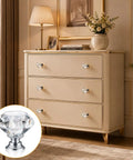 Top Tier Crystal Cabinet Knobs And Drawer Handles With Slick Silver Tone Heavy Duty Aluminum Core Badass 30mm on modern dresser.