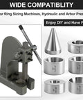 17 Degree Folding Reduction Die Set 5 Piece Pro Grade Heavy Duty Stainless Steel Stabilizer Folding Cone Dies with size markings.