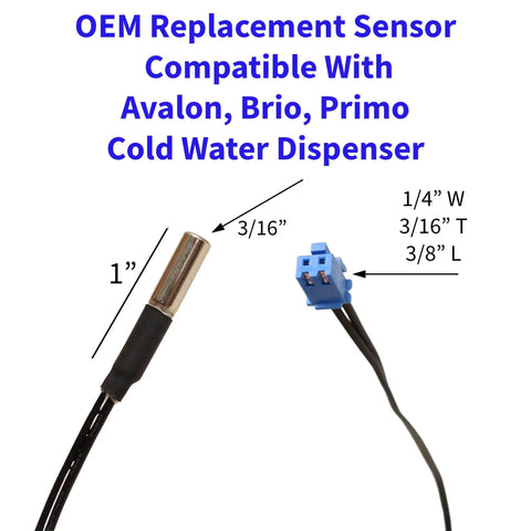 Cold Water Temperature Sensor Replacement For Avalon Brio Primo Water Dispensers, 28.5 Inch Length, Blue Connector, Cooling Tank Sensor