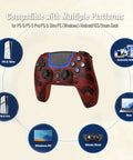 Wireless Controller For PS5 And PC With Hall Effect Joysticks LED Channel Light Turbo 6 Axis Gyro Dual Motors Touchpad Red Camo