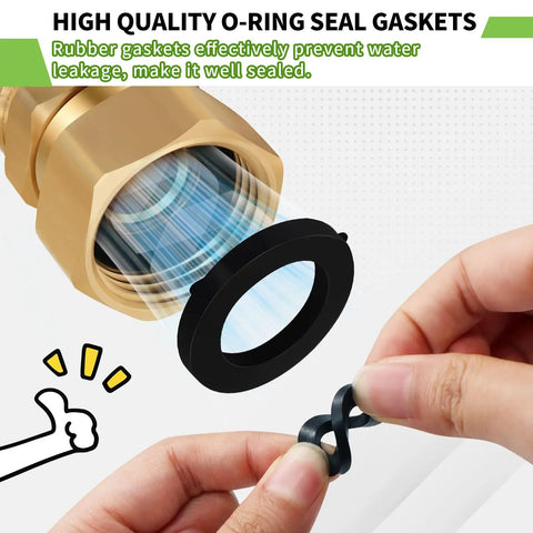 360 Degree Brass Garden Hose Swivel Fitting 3/4 GHT Male To Female Adapter For Outdoor Use Keeps Your Water Flow Smooth And Free From Kinks Heavy Duty Brass Build For Real Lawn Pros, brass hose gasket seal