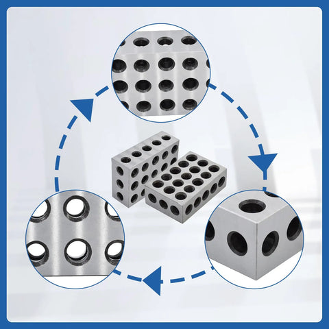 Precision Hardened Steel 2 4 6 Block Matched Pair Features 23 Heavy Duty Clamping Holes And .0003 Inch Accuracy rock solid setup blocks.