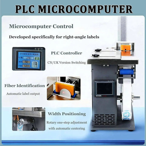 Semi Automatic Right Angle Labeling Machine With Plc Control And Fiber Optic Sensor Adjustable Speed for precise label placement and tracking.