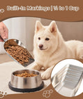 Pet Food Scoop For Cats And Dogs, 1 Cup Capacity, Food Grade 304 Stainless Steel, Rust Proof And Dent Resistant, Precision Scale Measurements For Easy Exact Dosing, No Plastic Microplastics, Durable Kitchen Must Have, with dog and kibble