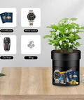 Fire Resistant Steel Flower Pot Stash Safe With Lock Hidden Safe Box Dual Layer Design Upper ABS Plant Pot Lower Steel Compartment With False Bottom showing valuables storage
