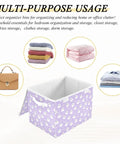 Smooth Folding Storage Bin With Grippy Handles And Snug Velcro Cover Collapsible Oxford Fabric Tote For Closets And Dorm Rooms showing storage use with folded blankets and clothes.