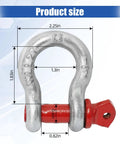 Street Savvy And Trail Tough 2Ton D Ring Shackles Rated At 4400 Lbs, Forged Steel Clevis Rigging Links for Heavy Duty Towing and Lifting, Built Like A Tank 10 Pack size diagram.