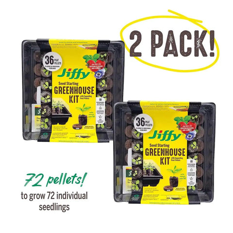 Indoor Seed Starting Kit 2 Pack That Makes Seed Germination A Breeze With 36 Cell Tray 72 Peat Pellets Reusable Plastic Tray Humidity Dome Portable Starter Set For Easy Home Gardening shown in packaging