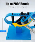 Heavy Duty Manual Pipe Bender With Seven Dies Ranging From One To Three Inches for bending metal rods with up to 200° bends.