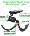 Outdoor Solar Motion Lights Waterproof Security Spot Lights 2 Pack with adjustable solar panel and infrared sensor