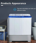 Portable Washing Machine 21 Lb Compact Twin Tub Washer And Spin Dryer Combo For Apartment Dorm Rv Laundry white and blue design with controls