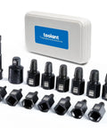 15 Piece Impact Screw Extractor Set For Stripped Bolts And Damaged Screws, Bolt And Nut Remover Socket Tool Kit displayed