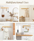 Wall Mounted Wooden Coat Rack With Five Heavy Duty Hooks In Natural Bamboo Finish Sturdy Built To Last With Waterproof Coating Ideal For Entryway Hallway Living Room Decor in various room setups.
