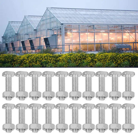 20 Sets Of M6x22 Bolts And M6 Nuts With Flat And Lock Washers For Aluminum Greenhouse Hardware Replacement Standard Size Repair Kit