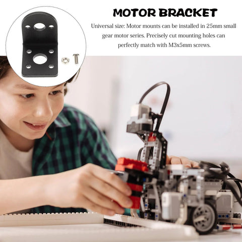 AUTSUPPL 6-pack 25mm DC gear motor mounting brackets; rust-resistant black metal with screws