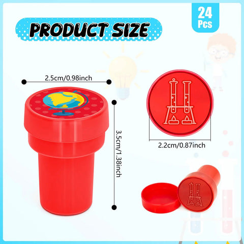 Science Party Stampers 24 Pack With 12 Designs Super Fun For Science Birthday Parties, Classroom Rewards, Goodie Bags