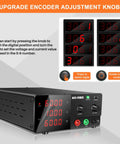 Beefy 600W Benchtop DC Power Supply 0 to 60V 0 to 10A with Encoder Knob and Output Switch High Power Adjustable Switching Regulated Bench Power Supply for Repair and Testing with 4 Digit Backlit Display, front view