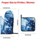 Rock Your Kitchen With These Cool Abstract Blue Fluid Shapes Oven Mitts And Pot Holders Set Of 4, 11in oven mitt and pot holder dimensions.