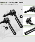 6 Piece Suspension Kit With Sway Bar Links And Outer Inner Tie Rod Ends For Cadillac Escalade Escalade ESV EXT Avalanche 1500 2002-2006 Silverado 1500 1999-2006 4WD Tahoe Yukon 2001-2006 Built For Rough Roads. black steel tie rod ends and sway bar links