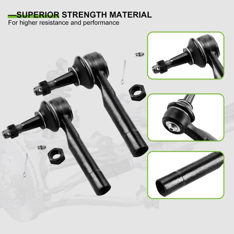 6 Piece Suspension Kit With Sway Bar Links And Outer Inner Tie Rod Ends For Cadillac Escalade Escalade ESV EXT Avalanche 1500 2002-2006 Silverado 1500 1999-2006 4WD Tahoe Yukon 2001-2006 Built For Rough Roads. black steel tie rod ends and sway bar links