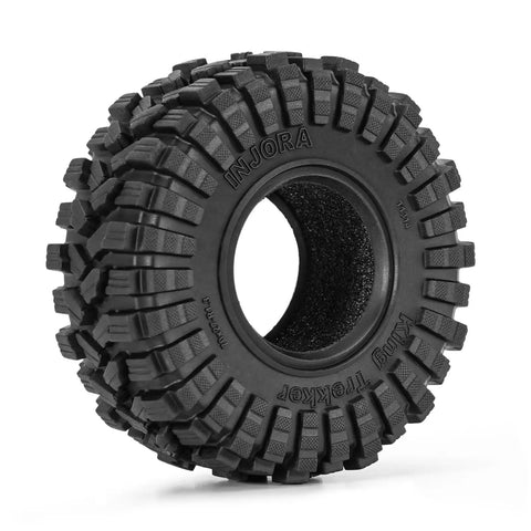 King Trekker S5 1.3 Inch All Terrain RC Crawler Tire 70x27mm with durable aggressive side lugs for off road grip visible.