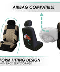 Universal Car Seat Covers Full Set Premium Cloth Beige For SUV And Sedan, low-back front seats, airbag compatible