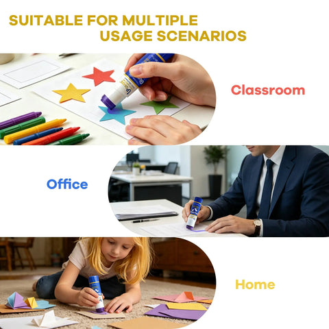 Purple Glue Sticks 22g Pack Of 3 For Office And School Projects Goes On Purple Dries Clear, used in classroom office and home settings