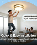 Person installing 36W Dimmable LED Ceiling Light Fixture, Flush Mount Ceiling Light For Bedroom Kitchen Bathroom, Ultra Bright 4000 Lumen Daylight White 5000K, 400W Equivalent, UL Listed, Easy DIY Install in living room.