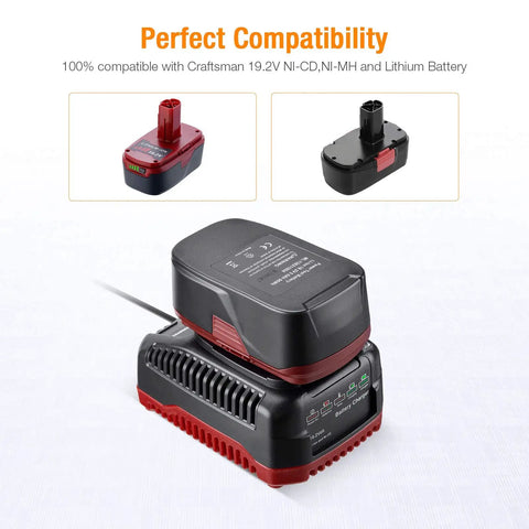 Charger Replacement For 19.2V C3 Lithium NiCd Batteries 140152004 1425301 1323903 on white background, showing compatibility.