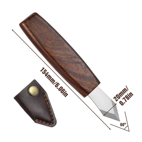 Dual Beveled Wood Marking Knife With Bombproof Beech Handle And Hella Sharp Vanadium Steel Core Top Shelf Scribing Gauge with leather pouch.