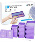 30 Piece Stackable Tray Set For Diamond Art Kits With Interlocking Trays And Tools For Adults Purple Color, Space Saving Storage