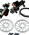 Born To Shred MTB Mechanical Disc Brake Set With Lightweight Aluminum Calipers And Two 160Mm Steel Rotors with cables and screws.