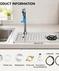 Heavy Duty 304 Stainless Steel Glass Rinser And Cup Washer For Bars Featuring Built In Recessed Sink Mount with faucet and accessories.