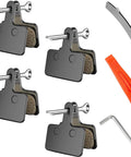 Dope Disc Brake Pads With Installation Tool For TRP Tektro Shimano, Semi Metallic Copper Fiber Pads, 4 pairs, tools shown