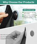 Person installing Travel Blackout Curtain That Blocks Out One Hundred Percent Sun And UV Rays No Drill Window Cover With Stickers And Suction Cups Portable Light Blocking Shades For Bedroom Nursery Dorm RV 50 By 78 Inches using suction cups.