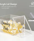 Premium Acrylic Laundry Pods Container With Lid Clear Pod Holder for Tide Pods and Detergent Capsules Storage Dispenser Jar