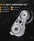 Top Rated Serpentine Belt Tensioner Idler Pulley Kit For Jeep Grand Cherokee And Wrangler 4.0L L6 Engine With Ac From 1999 To 2006 Durable Replacement Gonna Keep Your Ride Smooth Without Any Hissy Fits Or Squealing Noises On The Road, silver metal drive belt tensioner