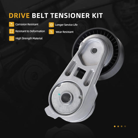 Top Rated Serpentine Belt Tensioner Idler Pulley Kit For Jeep Grand Cherokee And Wrangler 4.0L L6 Engine With Ac From 1999 To 2006 Durable Replacement Gonna Keep Your Ride Smooth Without Any Hissy Fits Or Squealing Noises On The Road, silver metal drive belt tensioner