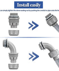 No Brainer Half Inch Liquid Tight Conduit And Connector Kit 150 Ft showing installation of flexible non metallic conduit parts.