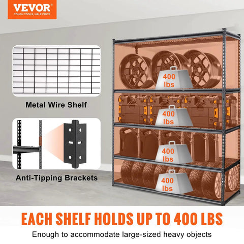 Beefy 5 Tier Adjustable Storage Shelving Unit Black With 2000 Lb Capacity Ideal For Garage Workshop Or Warehouse Organization And Heavy Duty Steel Load Bearing Rack, metal wire shelf