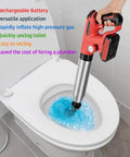 Electric Toilet Plunger With Dual Batteries High Pressure Air Plunger For Toilet Drain Sewer And Pipes Heavy Duty Clog Remover Tool Red Color