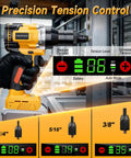 Cordless Rivet Nut Gun Kit With Auto Mode And Memory, 2030 Lbs Pulling Force, brushless motor, detailed view of tension control
