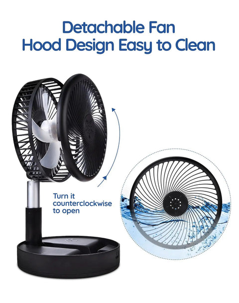 Portable Battery Operated Fan For On The Go USB Rechargeable Desk Floor Pedestal With Adjustable Height 4 Speed Settings 7200mAh