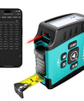 No Brainer 3 In 1 Laser Tape Measure With App Sync For Easy Data Transfer, 130 Feet Laser Distance Meter, 16 Feet Waterproof Digital Tape, Area Volume Pythagorean Mode, Rechargeable Battery And Fast App Connectivity on phone with tape extended