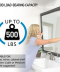 Rock Solid Forty One Inch French Cleat Hanger Kit With Heavy Duty Aluminum Z Clips shown supporting a 500 lb mirror.