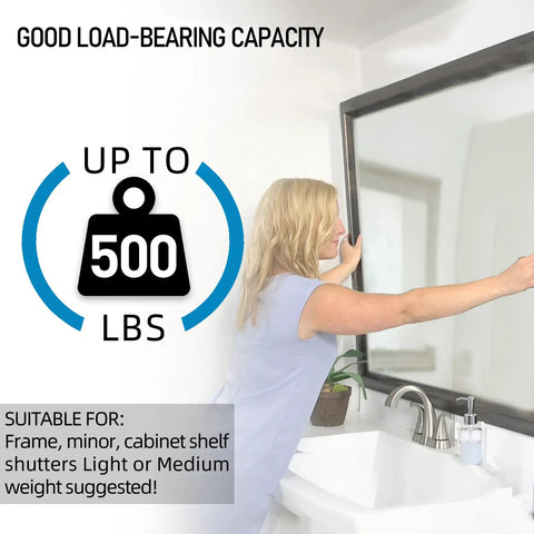 Rock Solid Forty One Inch French Cleat Hanger Kit With Heavy Duty Aluminum Z Clips shown supporting a 500 lb mirror.