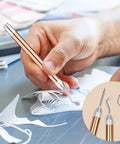 Lighted Vinyl Weeding Tools Set 3 Piece Pin And Hook Led Pen For Easy Iron On Removal Tiny Vinyl Paper Silhouette Work Rose Gold Finish