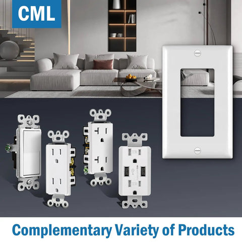Decorator Wall Plates 50 Pack Outlet Covers For 1-Gang Switches 2.76 X 4.5 Standard Size White UL Listed Impact Resistant