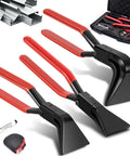 Three Piece Sheet Metal Bending Pliers Set With Straight 45 Degree And 90 Degree Jaws For Bending And Flattening Includes Storage Case Marking Pen And Measuring Tape For DIY Metalwork And Pro Grade Projects