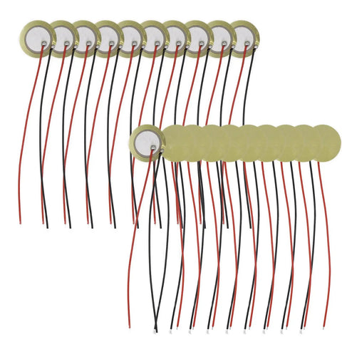 Pack Of 20 20mm Piezo Discs Transducers With 3.94 Inch Leads For Drum Triggers And Acoustic Piezo Pickup, brass ceramic